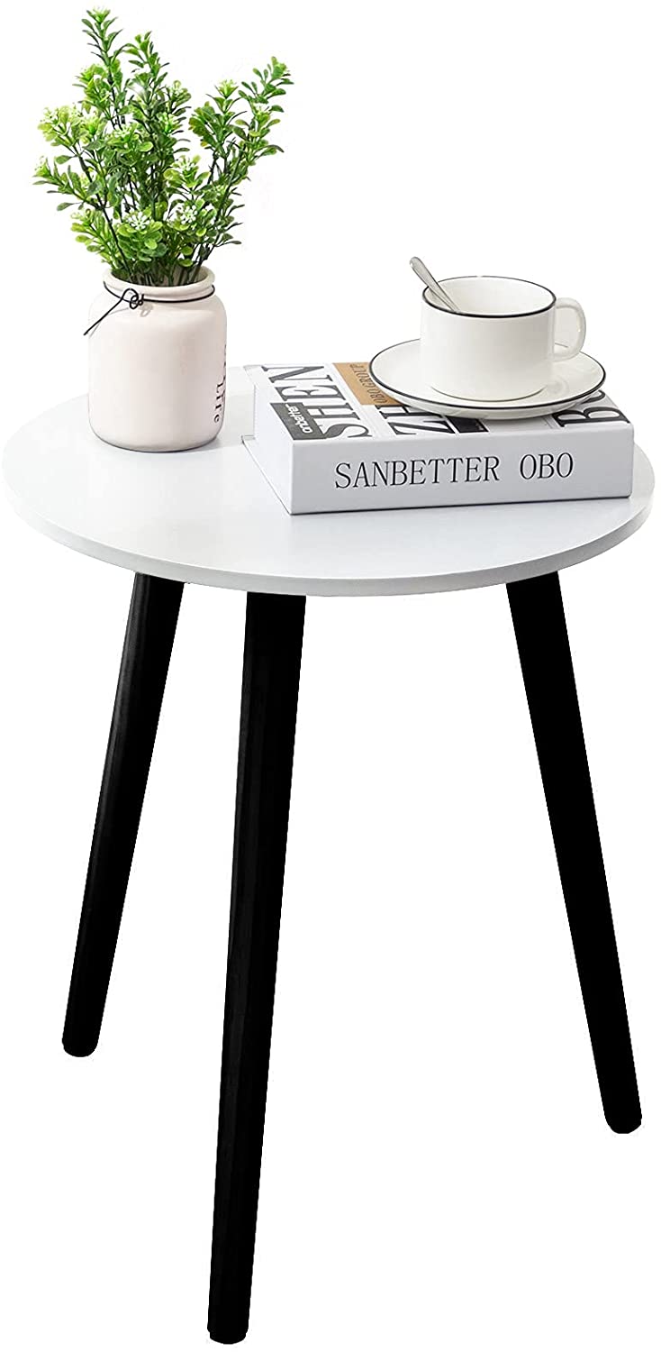 Side Table : Round Side Table, Black Nightstand End Table for Small Spaces