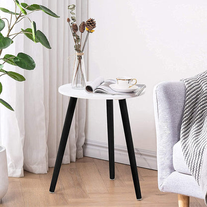 Side Table : Round Side Table, Black Nightstand End Table for Small Spaces