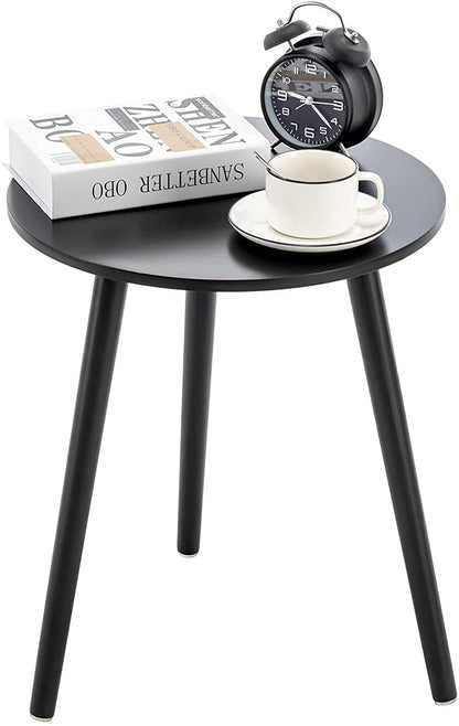Side Table : Round Side Table, Black Nightstand End Table for Small Spaces