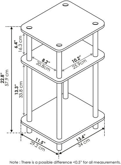 Side Tables: Just 3-Tier End Table, 1-Pack