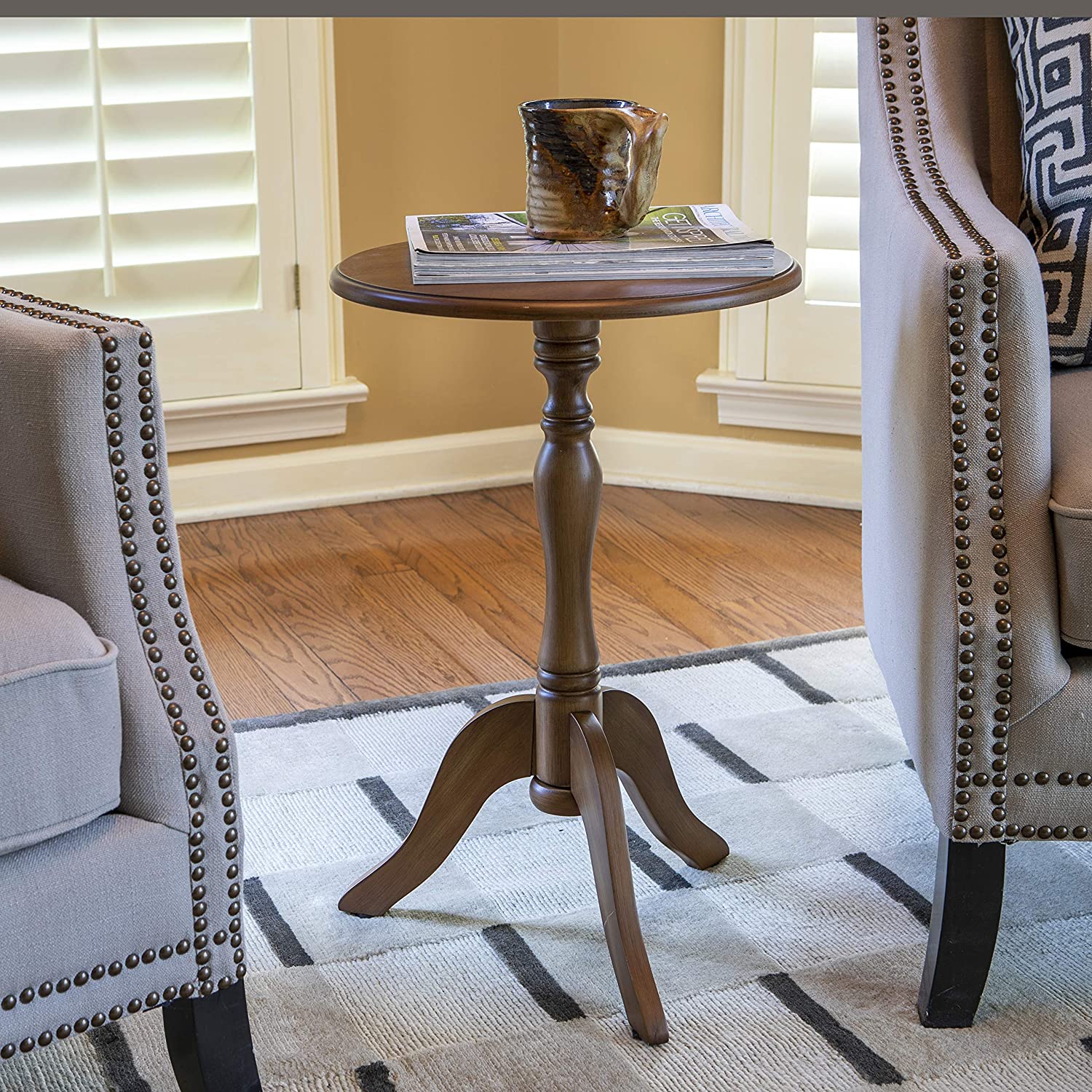 Side Tables: Antique Pedestal Accent Table