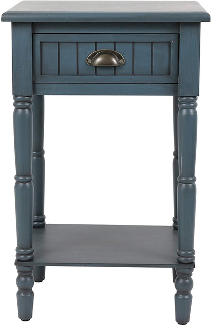 Side Tables Bailey Bead board 1-Drawer Accent Table, Antique Navy 