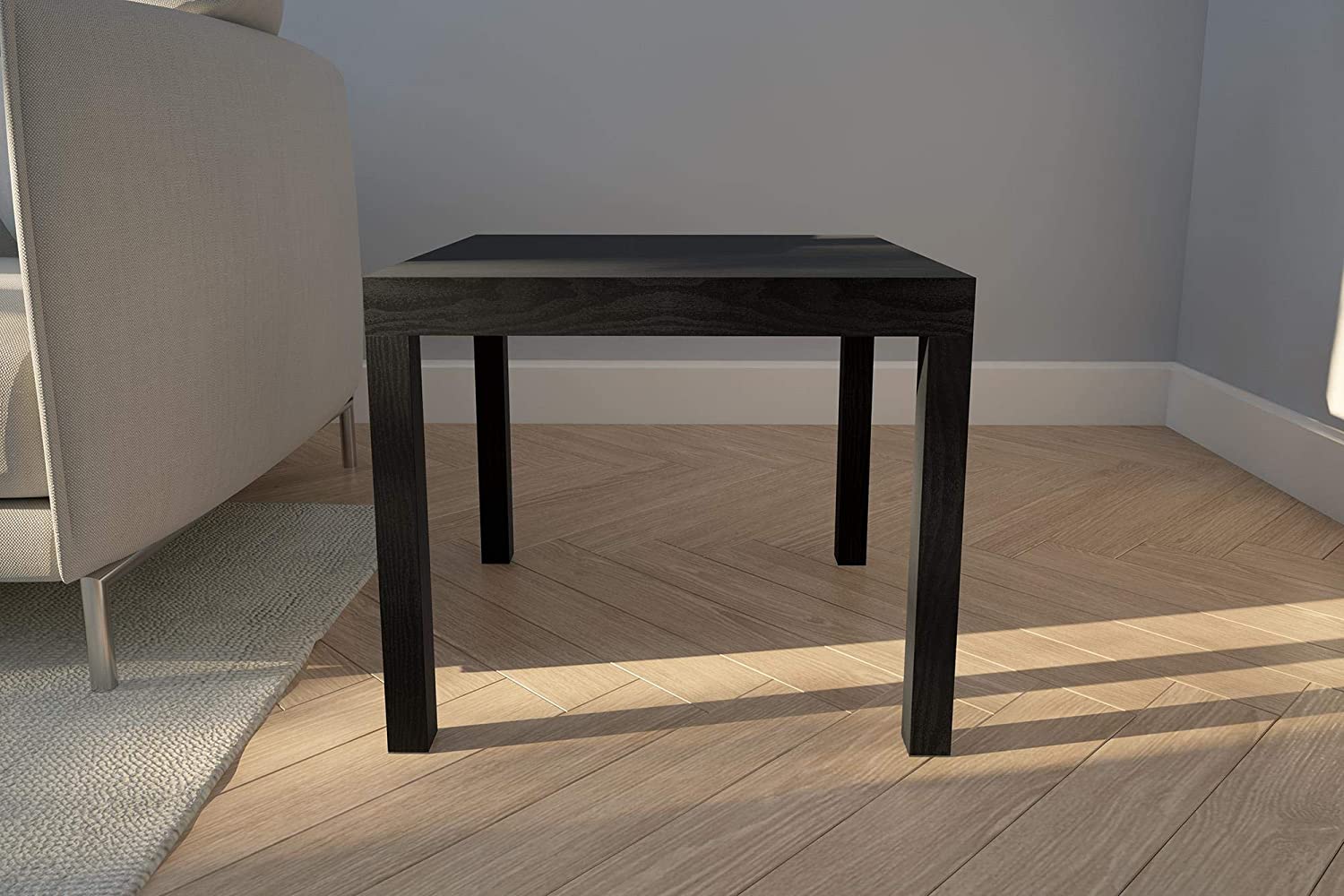 Side Tables: Black Wood Modern End Table