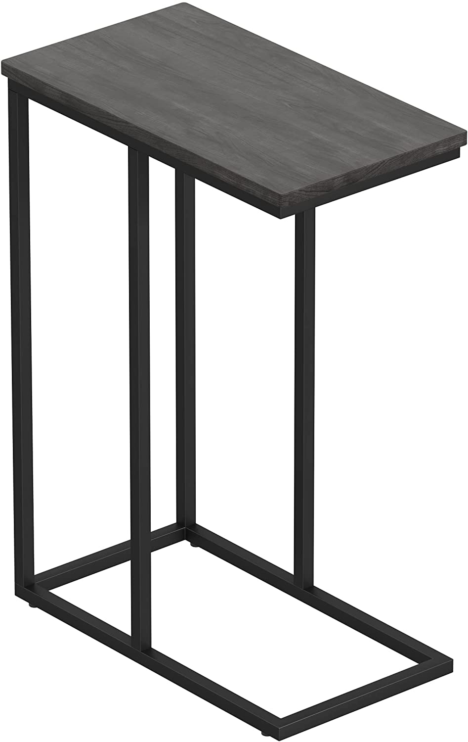 Side Tables: C Shaped Table with Stable Metal Frame, Sofa Couch Table for Coffee Snack Laptop, Easy Assembly, Grey
