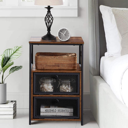 Side Tables: End Side Table with Storage Space and Flip Drawers