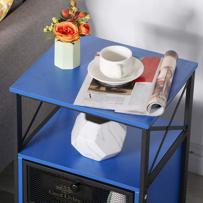 Side Tables: End Side Table with Storage Space and Flip Drawers