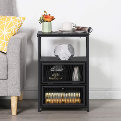 Side Tables: End Side Table with Storage Space and Flip Drawers
