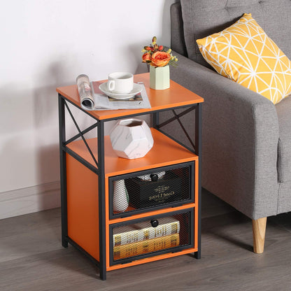 Side Tables: End Side Table with Storage Space and Flip Drawers