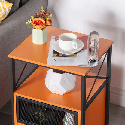 Side Tables: End Side Table with Storage Space and Flip Drawers
