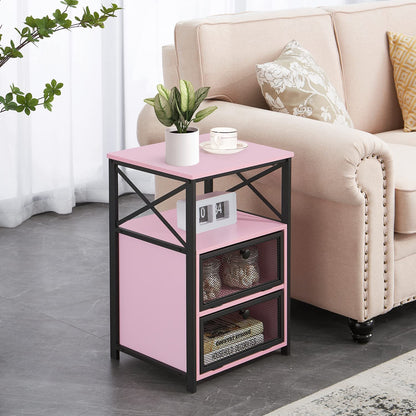 Side Tables: End Side Table with Storage Space and Flip Drawers