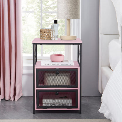Side Tables: End Side Table with Storage Space and Flip Drawers
