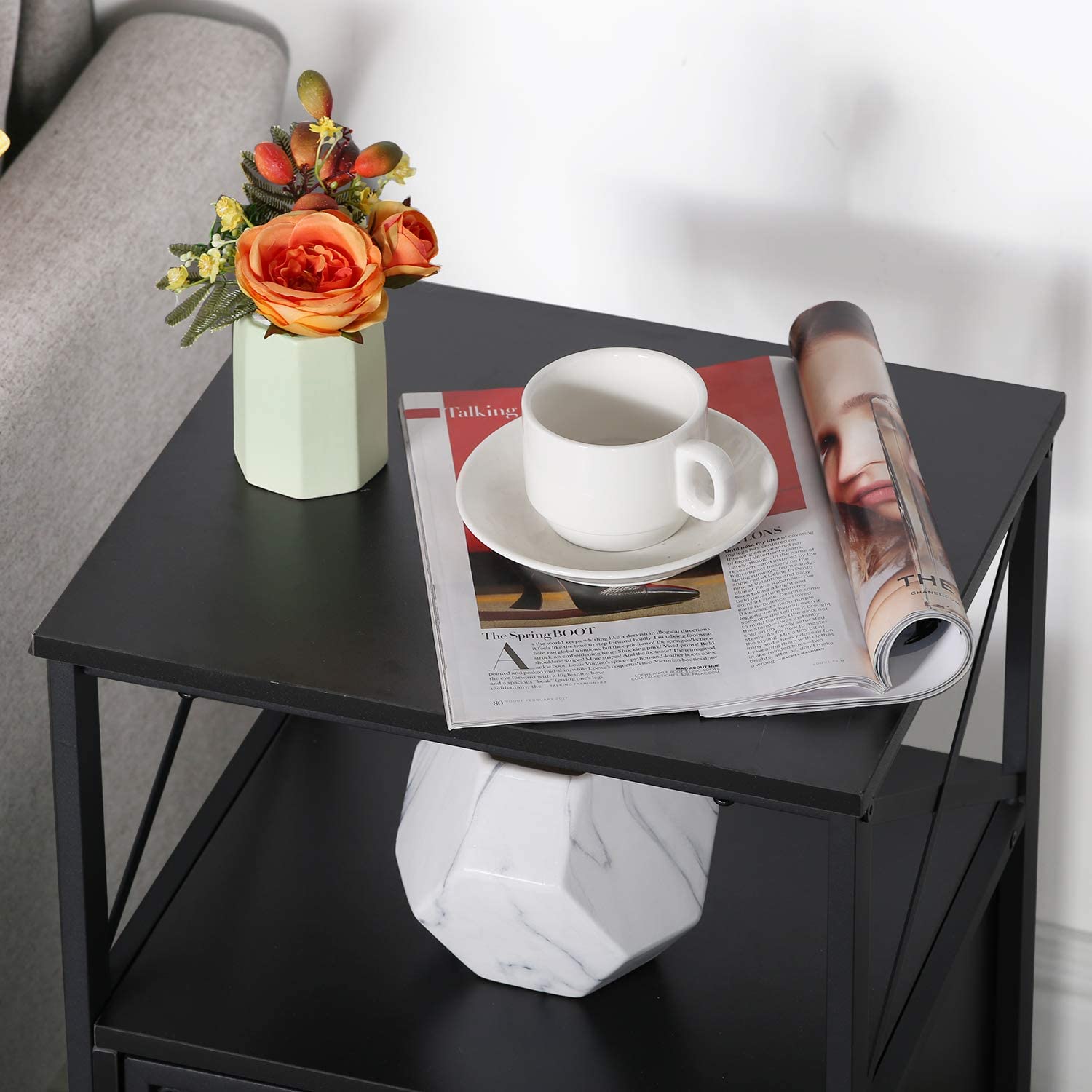 Side Tables: End Side Table with Storage Space and Flip Drawers