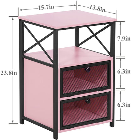 Side Tables: End Side Table with Storage Space and Flip Drawers
