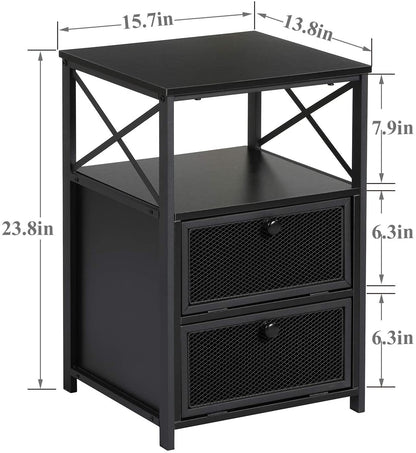 Side Tables: End Side Table with Storage Space and Flip Drawers