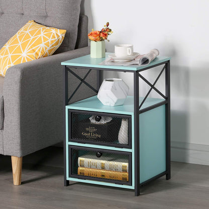 Side Tables: End Side Table with Storage Space and Flip Drawers