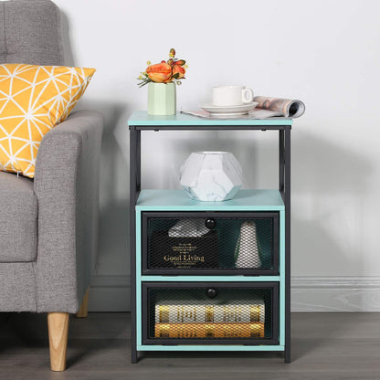 Side Tables: End Side Table with Storage Space and Flip Drawers