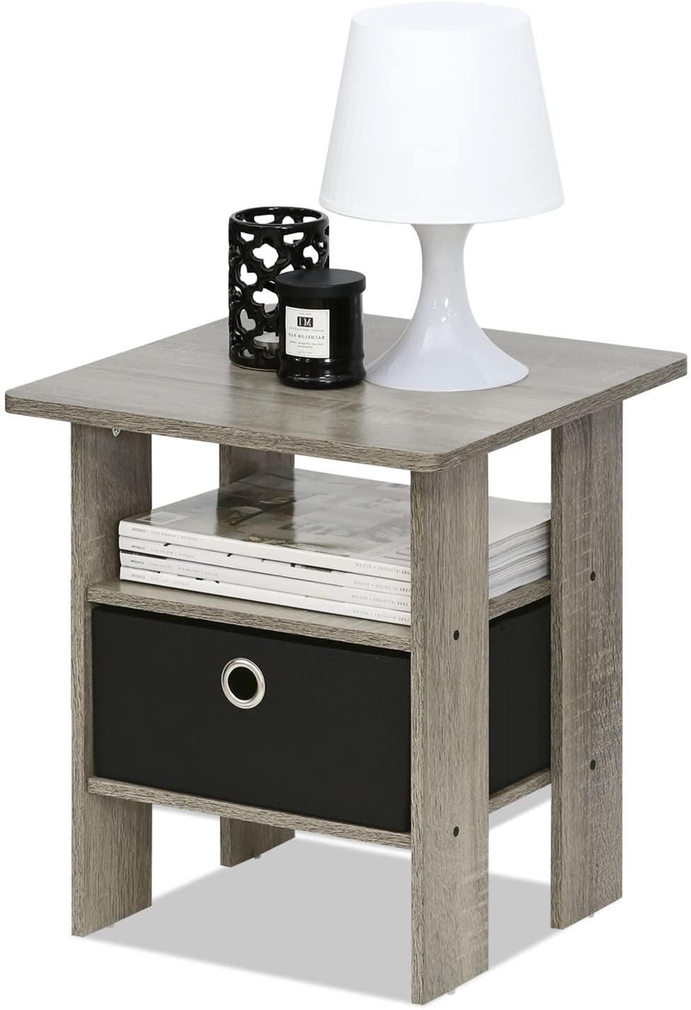 Side Tables : End Table Nightstand with Bin Drawer