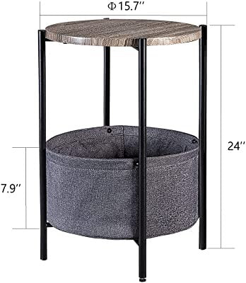 Side Tables Industrial End Table with Metal Frame, Accent Table, 24 Height, Wooden, Brown