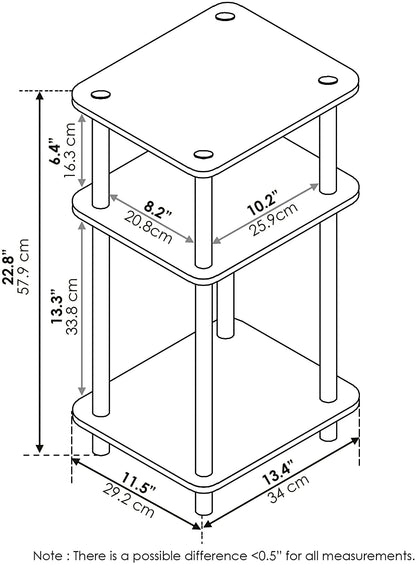 Side Tables: Just 3-Tier End Table, 1-Pack