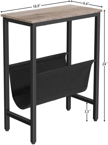 Side Tables: Narrow End Table with Magazine Holder Sling