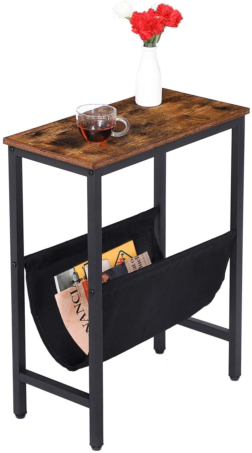 Side Tables: Narrow End Table with Magazine Holder Sling