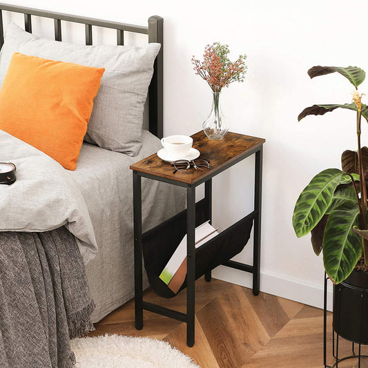 Side Tables: Narrow End Table with Magazine Holder Sling