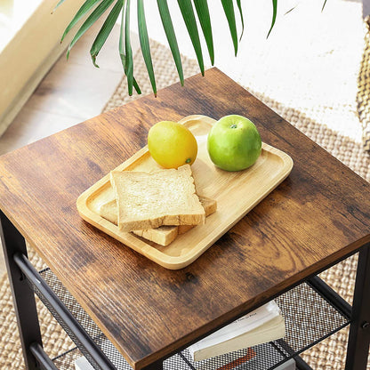  Side Tables: Nightstand with 2 Adjustable Mesh Shelves, Stable Metal Frame