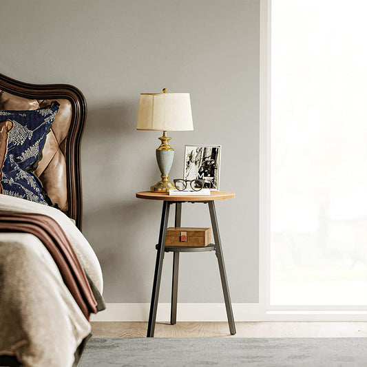 Side Tables : Round End Table, Side Table with Wooden Shelves