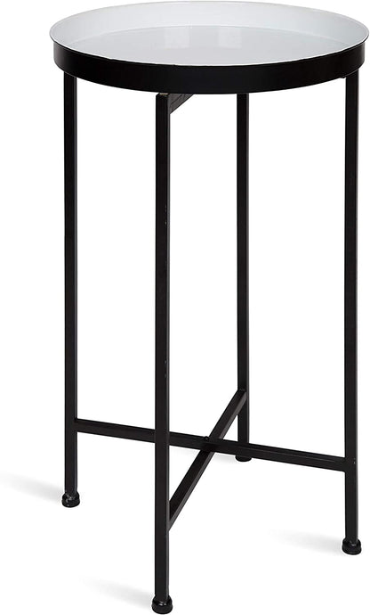 Side Tables: Round Foldable Tray Table, Detachable Magnetic Tabletop 