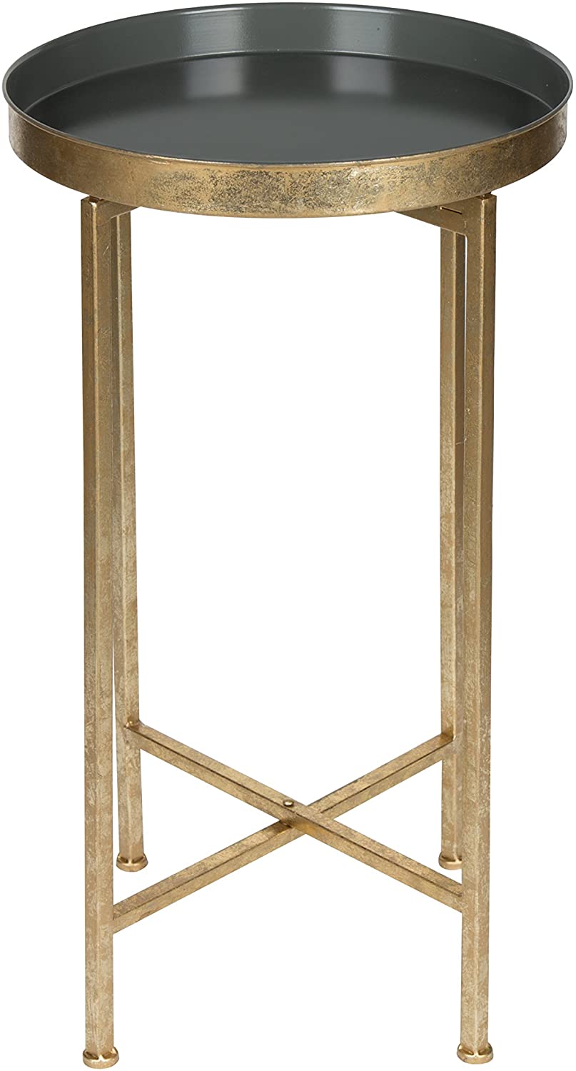 Side Tables: Round Foldable Tray Table, Detachable Magnetic Tabletop 