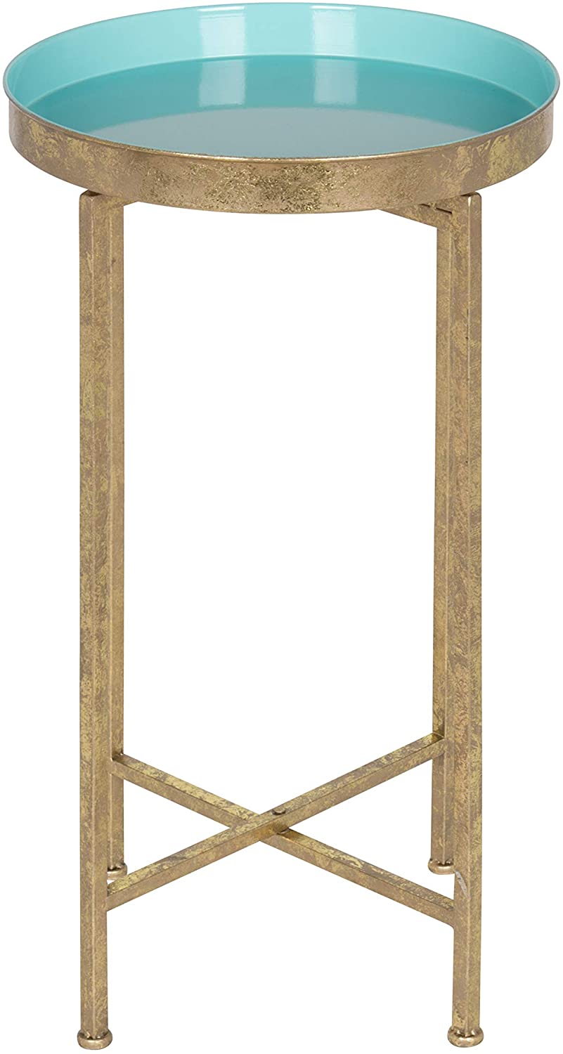 Side Tables: Round Foldable Tray Table, Detachable Magnetic Tabletop 