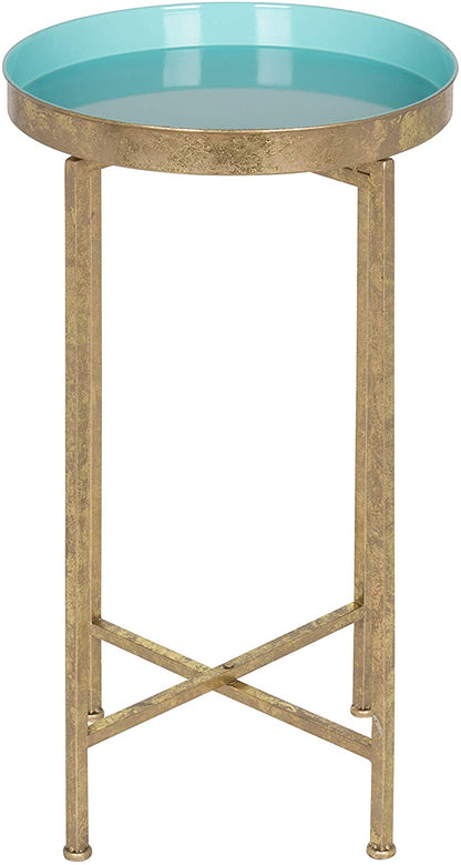 Side Tables: Round Foldable Tray Table, Detachable Magnetic Tabletop 