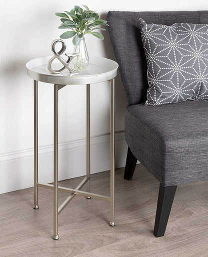Side Tables: Round Foldable Tray Table, Detachable Magnetic Tabletop 
