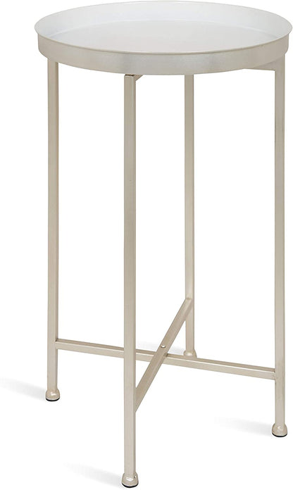 Side Tables: Round Foldable Tray Table, Detachable Magnetic Tabletop 