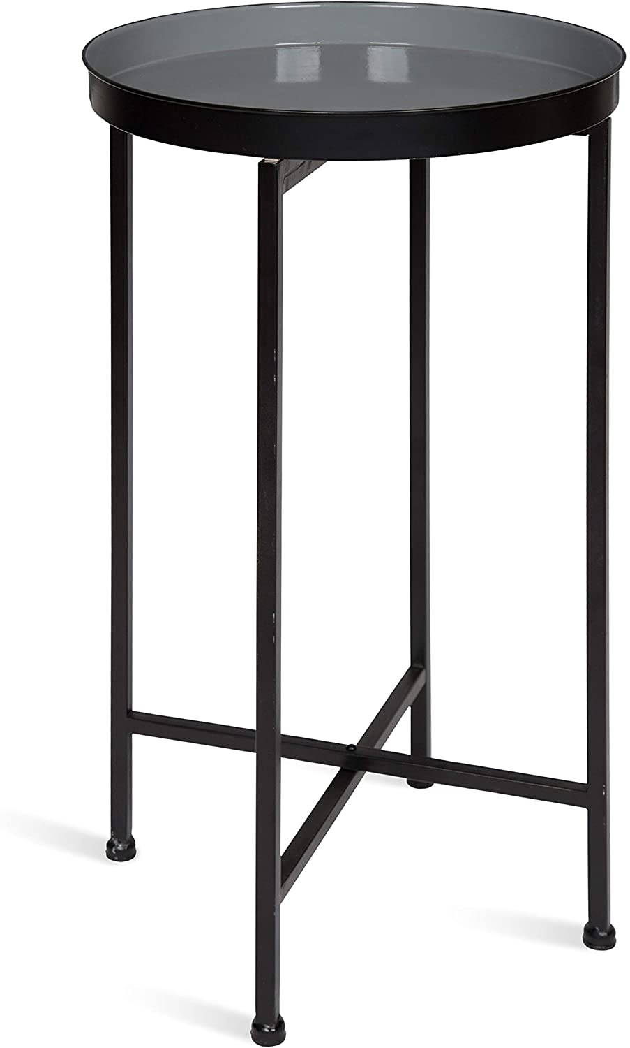 Side Tables: Round Foldable Tray Table, Detachable Magnetic Tabletop 