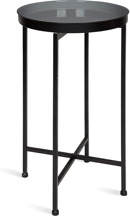 Side Tables: Round Foldable Tray Table, Detachable Magnetic Tabletop 
