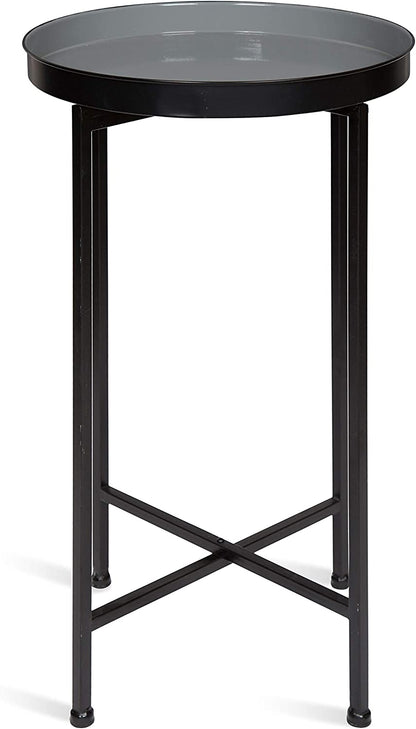 Side Tables: Round Foldable Tray Table, Detachable Magnetic Tabletop 