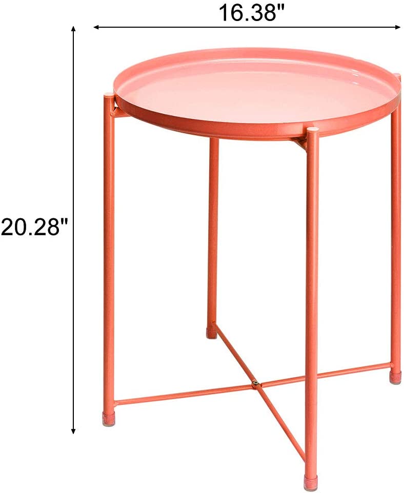 Side Tables : Small Sofa End Table Indoor Accent Table Round Waterproof Metal Coffee Table