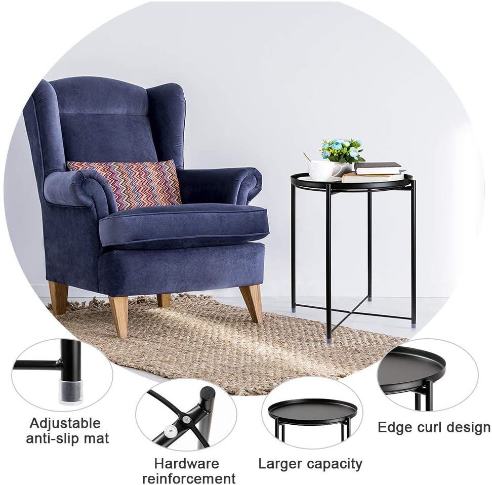 Side Tables : Small Sofa End Table Indoor Accent Table Round Waterproof Metal Coffee Table