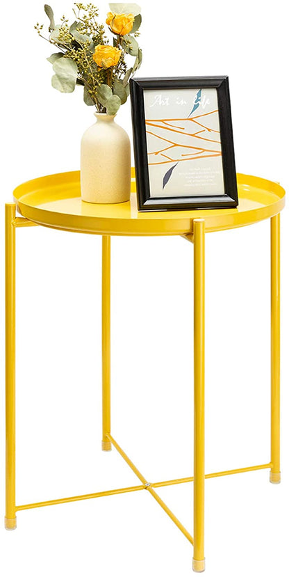 Side Tables : Small Sofa End Table Indoor Accent Table Round Waterproof Metal Coffee Table