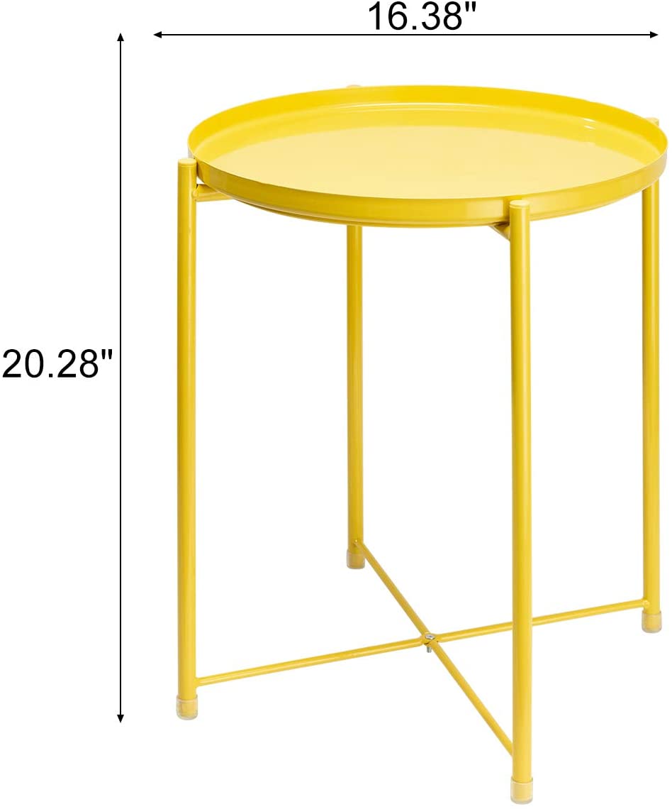 Side Tables : Small Sofa End Table Indoor Accent Table Round Waterproof Metal Coffee Table