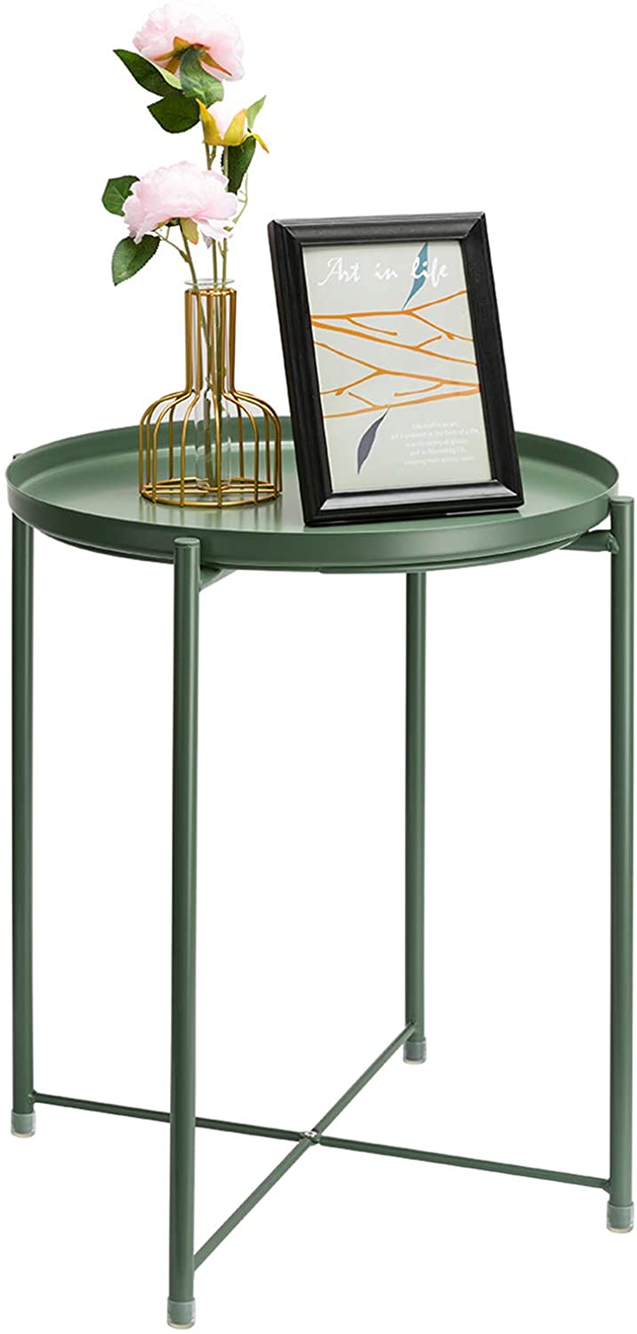 Side Tables : Small Sofa End Table Indoor Accent Table Round Waterproof Metal Coffee Table