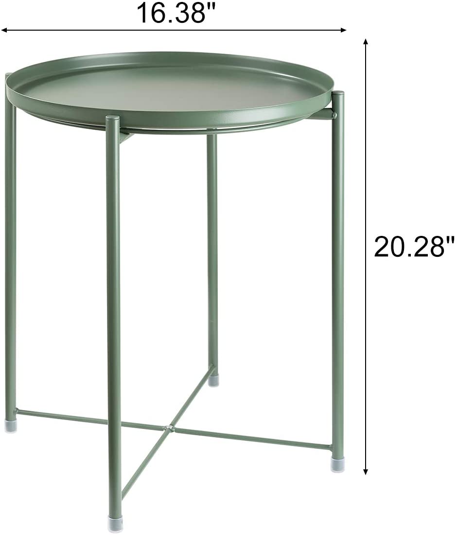 Side Tables : Small Sofa End Table Indoor Accent Table Round Waterproof Metal Coffee Table