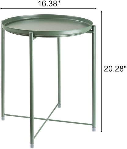 Side Tables : Small Sofa End Table Indoor Accent Table Round Waterproof Metal Coffee Table
