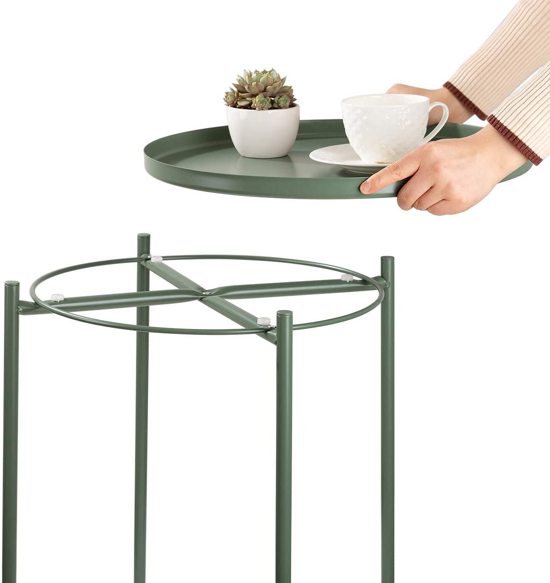 Side Tables : Small Sofa End Table Indoor Accent Table Round Waterproof Metal Coffee Table