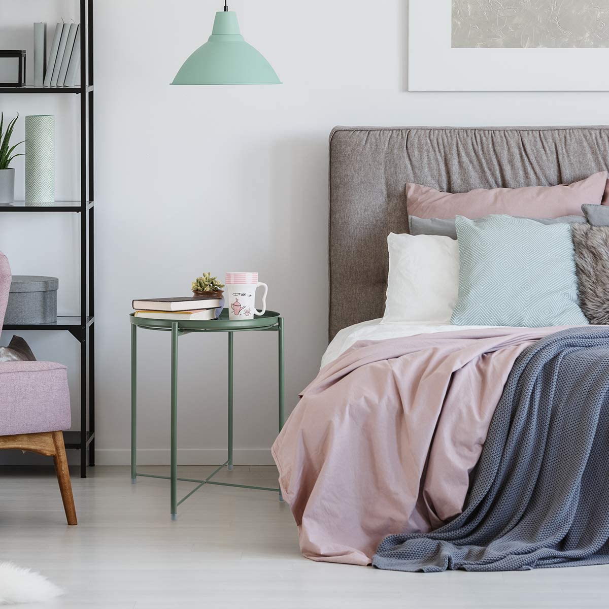 Side Tables : Small Sofa End Table Indoor Accent Table Round Waterproof Metal Coffee Table