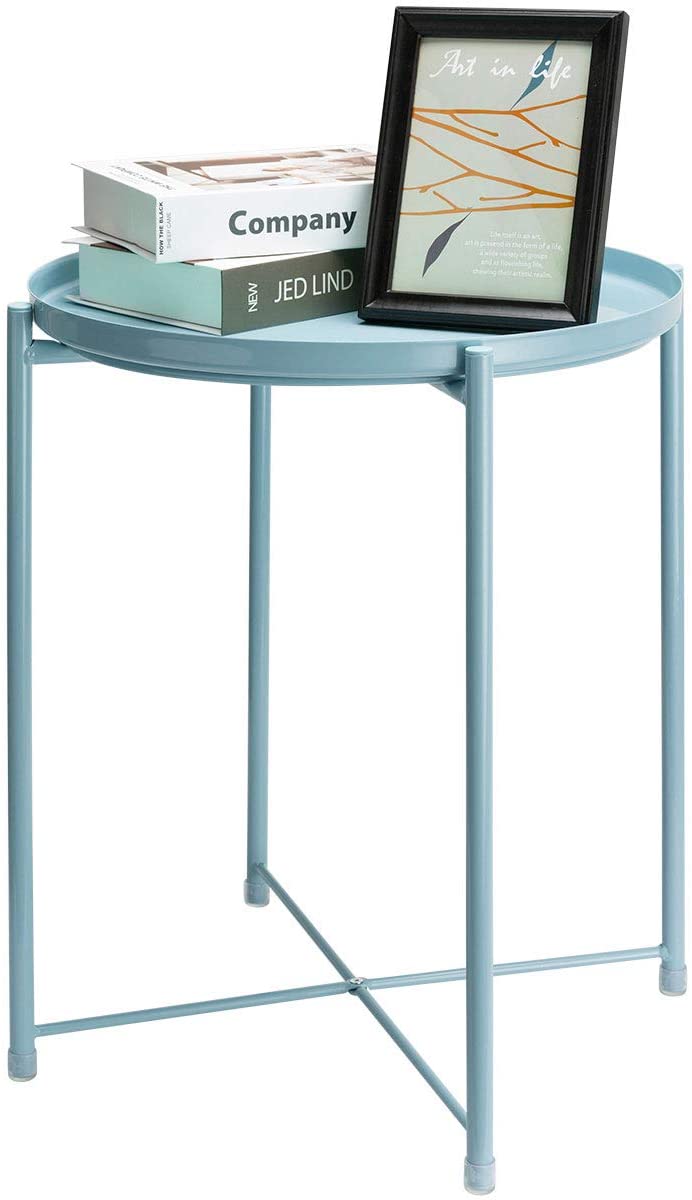 Side Tables : Small Sofa End Table Indoor Accent Table Round Waterproof Metal Coffee Table