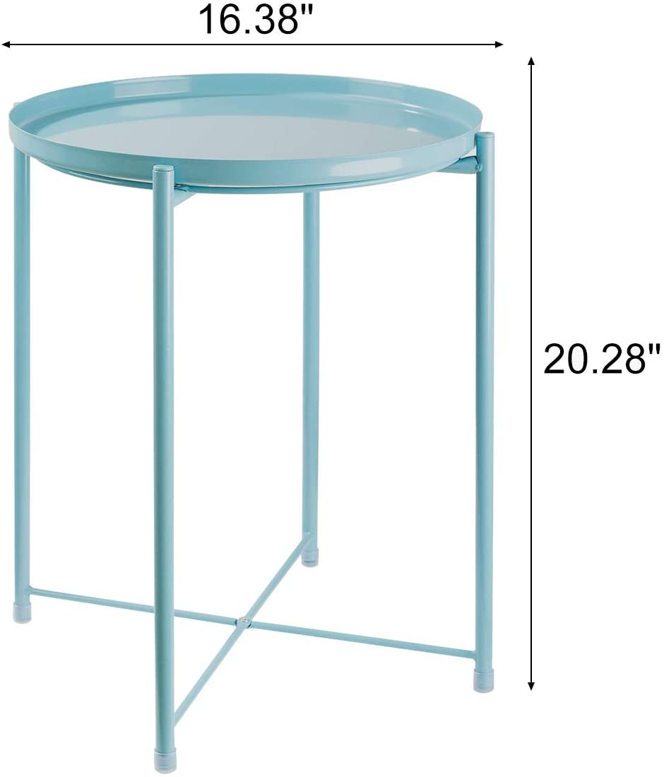 Side Tables : Small Sofa End Table Indoor Accent Table Round Waterproof Metal Coffee Table