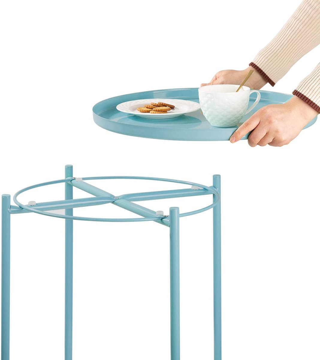 Side Tables : Small Sofa End Table Indoor Accent Table Round Waterproof Metal Coffee Table