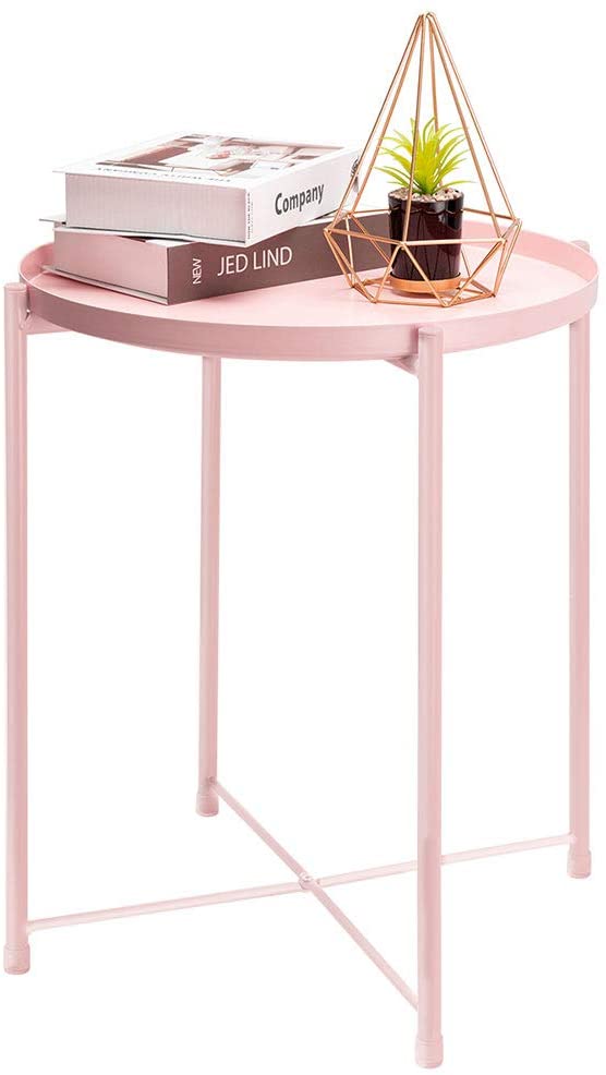 Side Tables : Small Sofa End Table Indoor Accent Table Round Waterproof Metal Coffee Table